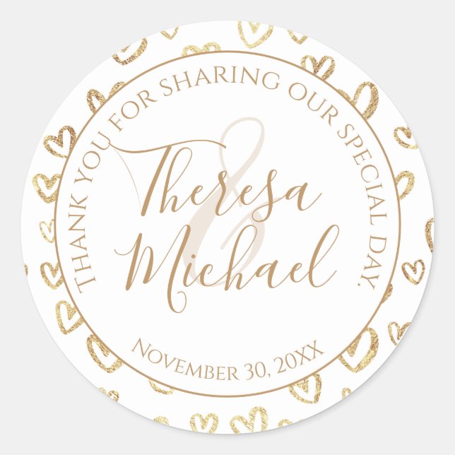 Pegatina Redonda Boda Gracias (Anverso)