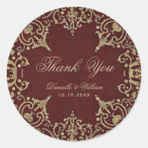 Boda Gracias Borgoña Oro Elegante Vintage