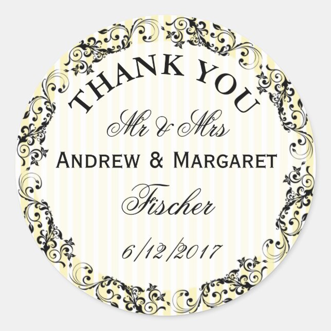 Pegatina Redonda Boda Gracias Nota Pegatinas Personalizados (Anverso)