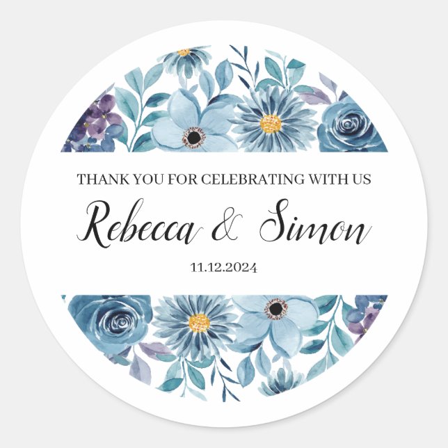 Pegatina Redonda Boda Gracias Pegatinas Greenery (Anverso)