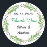 PEGATINA REDONDA BODA GRACIAS PEGATINAS VERDE VINES<br><div class="desc">BODA GRACIAS PEGATINAS VERDE VINES</div>