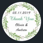 PEGATINA REDONDA BODA GRACIAS PEGATINAS VERDE VINES<br><div class="desc">BODA GRACIAS PEGATINAS VERDE VINES</div>