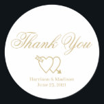 Pegatina Redonda Boda Gracias personalizado regalo<br><div class="desc">Boda Gracias personalizado regalo a favor de Pegatinas redondos clásicos dos corazones</div>