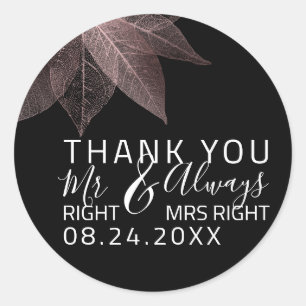 Pegatina Redonda Boda gracioso Sr. Right $ Siempre Ms Right Anivers