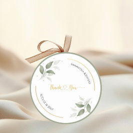Pegatina Redonda Boda Greenery Gracias Por Favor Personalizado