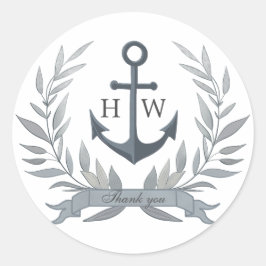 Pegatina Redonda Boda gris costero gracias