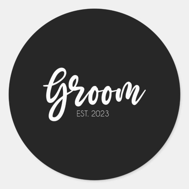 Pegatina Redonda Boda Groom Est 2023 Groom (Anverso)
