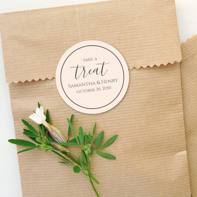 Pegatina Redonda Boda Guión de Caligrafía Simple Melocotón de Trata (Subido por el creador)