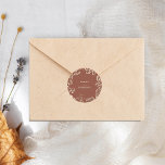 Pegatina Redonda Boda Gypsophila Terracotta<br><div class="desc">Gypsophila alrededor de los bordes con fondo de terracota y texto blanco roto.</div>