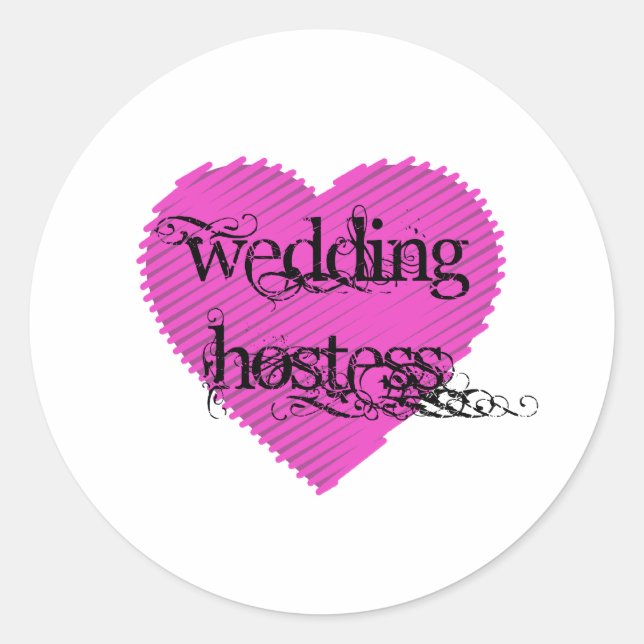 Pegatina Redonda Boda Hostess (Anverso)