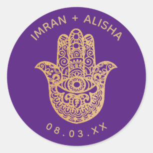 Pegatina Redonda Boda indio Hamsa Henna Enveloppe Seal