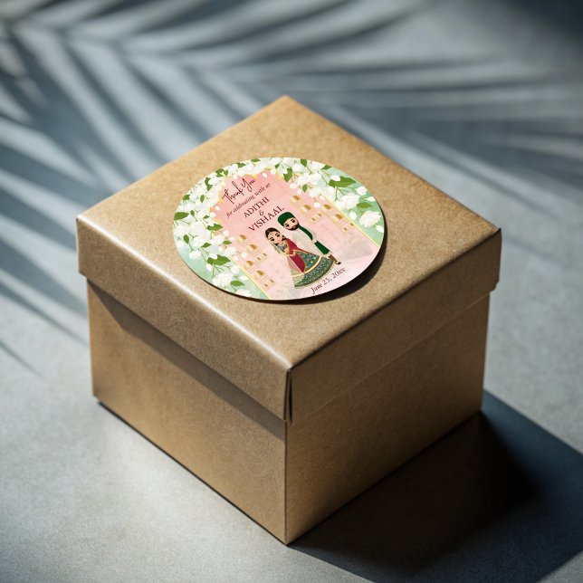 Pegatina Redonda Boda indio Sangeet mehndi personalizado (Sangeet mehndi Indian wedding personalized Classic Round Sticker)