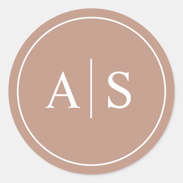 Pegatina Redonda Boda Iniciales Clase de Estacionalidad Minimalista (Anverso)