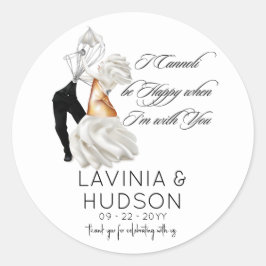 Pegatina Redonda Boda Italiana de Cannoli Divertidos