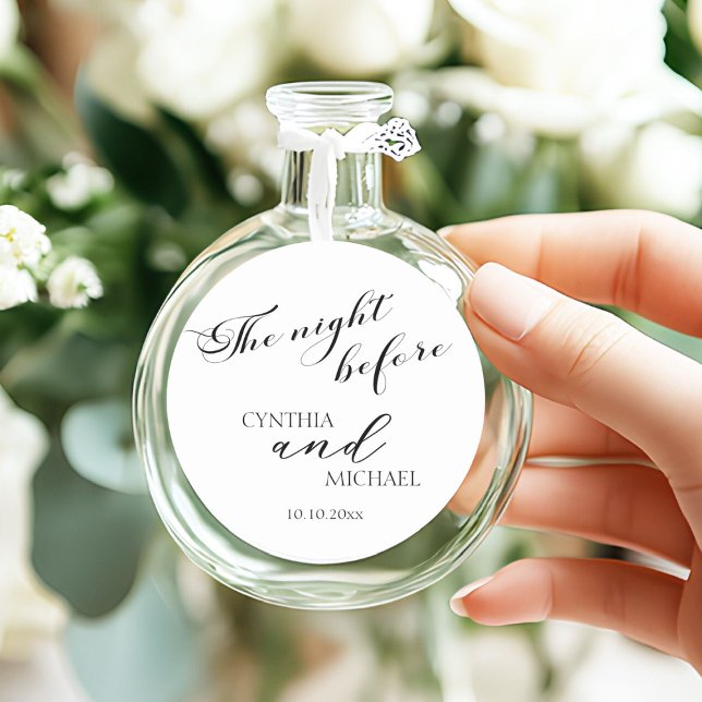 Pegatina Redonda Boda "La noche antes" de escritura moderna (Subido por el creador)