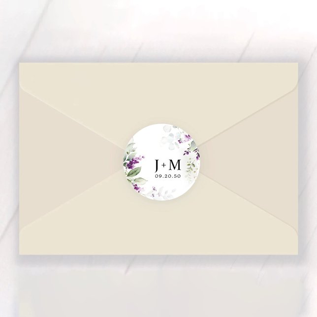 Pegatina Redonda Boda Lavender de color púrpura (Subido por el creador)