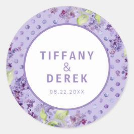 Pegatina Redonda Boda Lavender Lilac