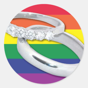 Pegatina Redonda Boda lesbiana gay