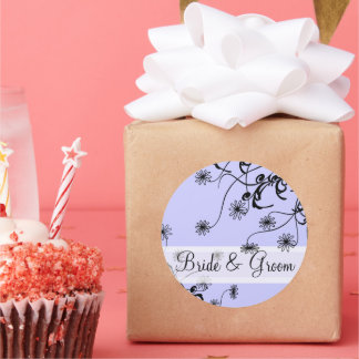 Pegatina Redonda Boda Lilac Periwinkle