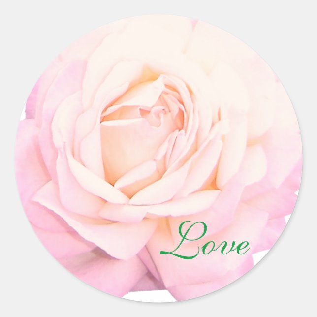Pegatina Redonda Boda Love Pink Rose Stiker (Anverso)