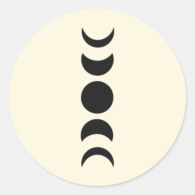 Pegatina Redonda Boda Lunar Luxe Black & Cream Moon Phase (Anverso)