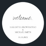 Pegatina Redonda Boda manuscrita mínima Guardar la fecha bienvenida<br><div class="desc">Boda manuscrita mínima Guardar la fecha bienvenida</div>