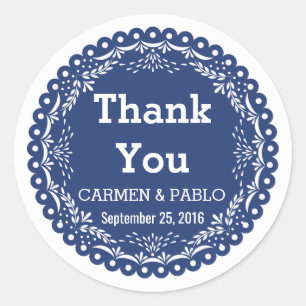 Pegatina Redonda Boda mexicano colorido y picado de papel