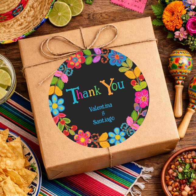 Pegatina Redonda Boda mexicano moderno (Subido por el creador)