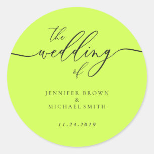 Pegatina Redonda Boda Minimal Script Cyber Lima Jet Negro