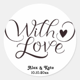 Pegatina Redonda Boda minimalista