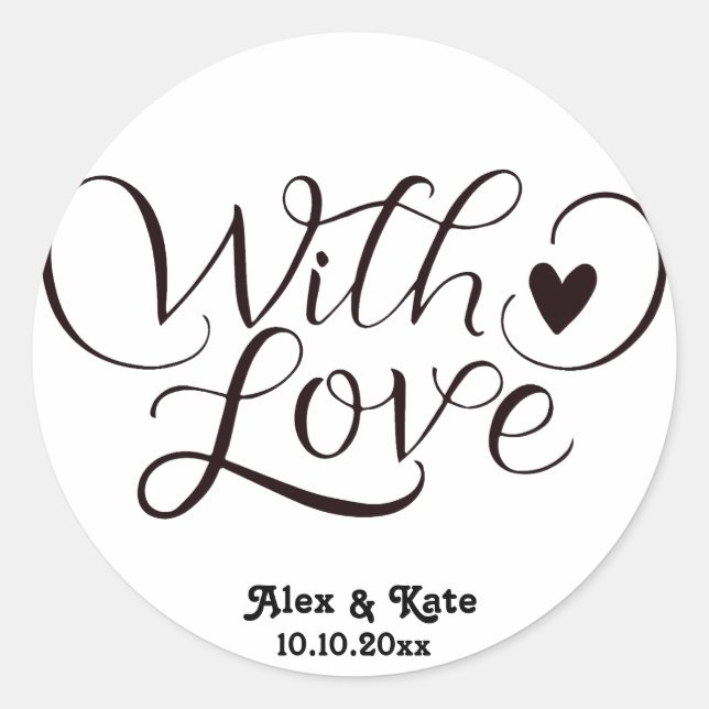 Pegatina Redonda Boda minimalista (Anverso)