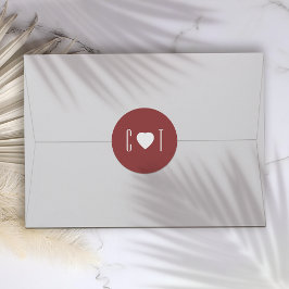 Pegatina Redonda Boda minimalista del corazón