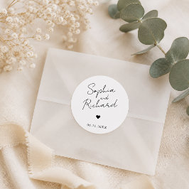 Pegatina Redonda Boda Minimalista Elegante