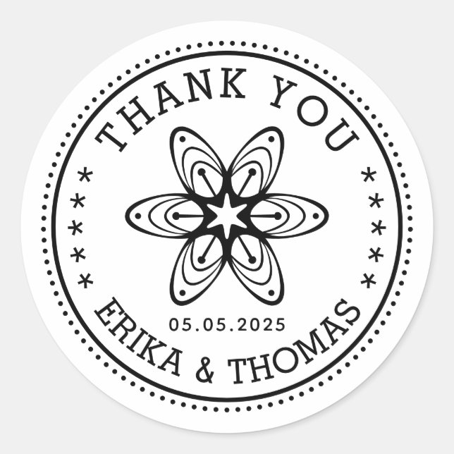 Pegatina Redonda Boda minimalista Gracias Mason Jar Flower (Anverso)