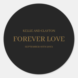 Pegatina Redonda Boda Minimalista Moderna Negra