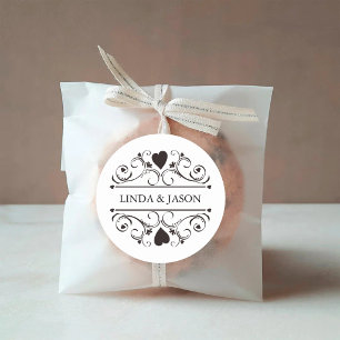 Pegatina Redonda Boda Minimalista Moderna Personalizada