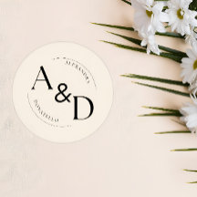 Boda Minimalista Monograma Negro Marfil