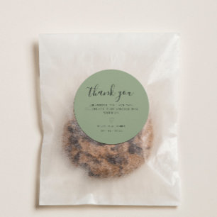 Pegatina Redonda Boda Minimalista Sage Green Simple Gracias