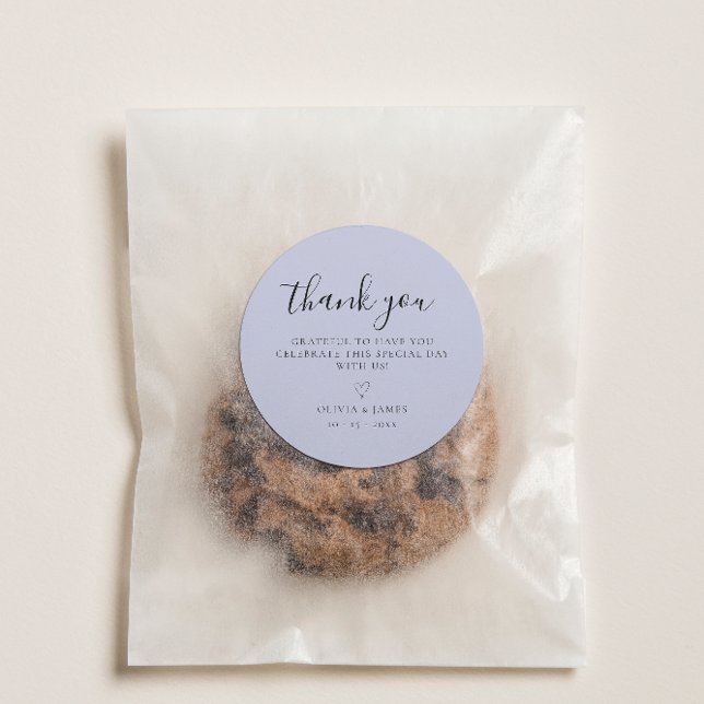 Pegatina Redonda Boda Minimalista simple azul claro gracias (Simple Light Blue Minimalist Wedding Thank You Classic Round Sticker)