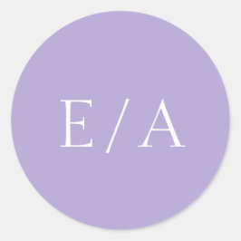 Pegatina Redonda Boda mínimo púrpura de lavadora digital monograma