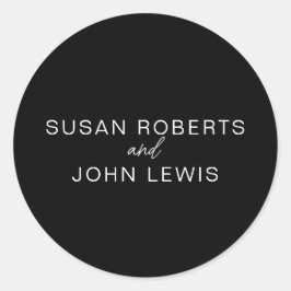 Pegatina Redonda Boda moderna en negro y blanco