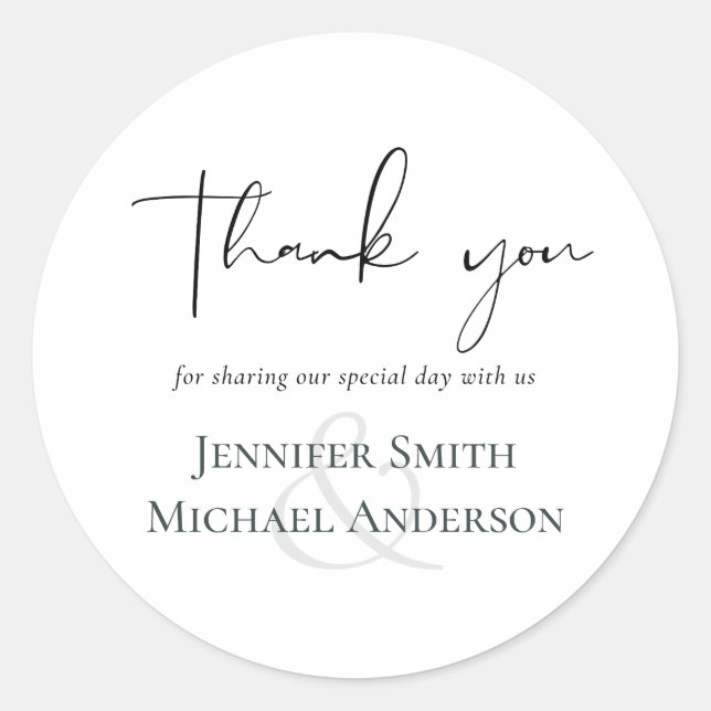 Pegatina Redonda Boda moderno con guión sencillo (Anverso)