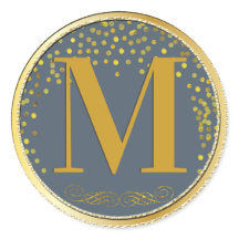 Boda moderno de Blue & Gold Confetti