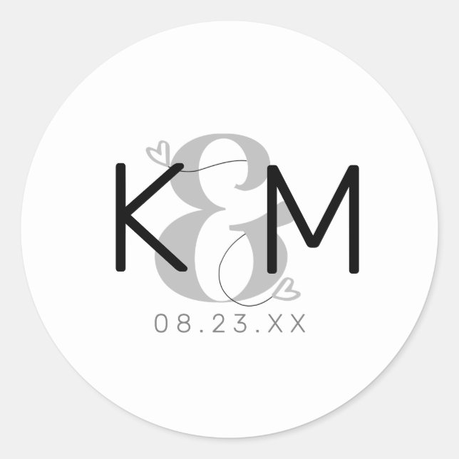 Pegatina Redonda Boda moderno decorativo ID887 (Anverso)