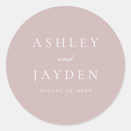 Pegatina Redonda Boda moderno elegante rosado oscuro