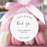 Pegatina Redonda Boda moderno Gracias Boda personalizado<br><div class="desc">Boda Moderno Gracias Boda    Clásico Pegatina Redondo</div>
