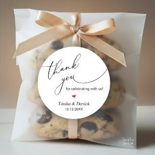 Pegatina Redonda Boda moderno Minimalista Gracias Regalos