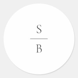 Pegatina Redonda Boda moderno monograma blanco y negro limpio