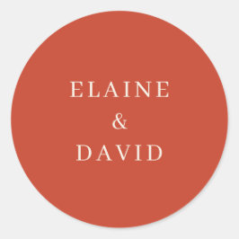 Pegatina Redonda Boda moderno Naranja ruso sólido