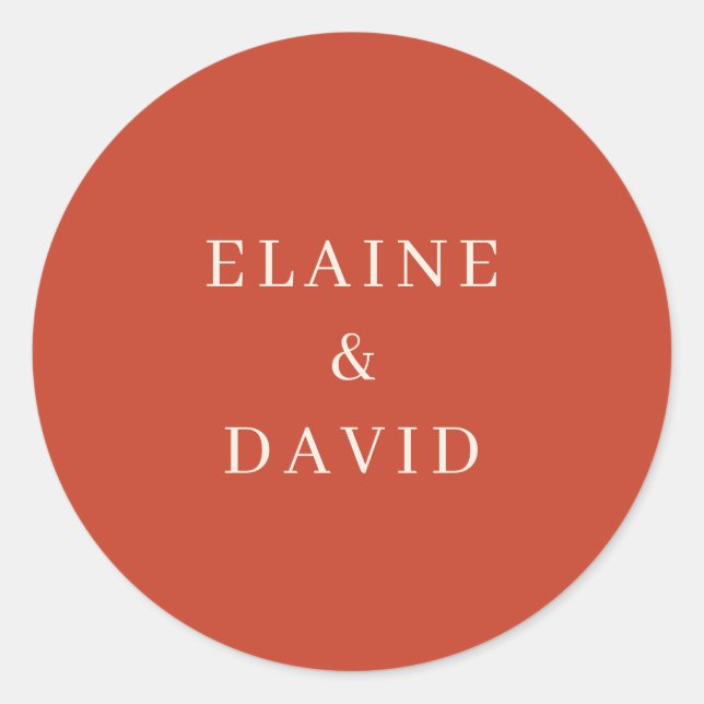 Pegatina Redonda Boda moderno Naranja ruso sólido (Anverso)